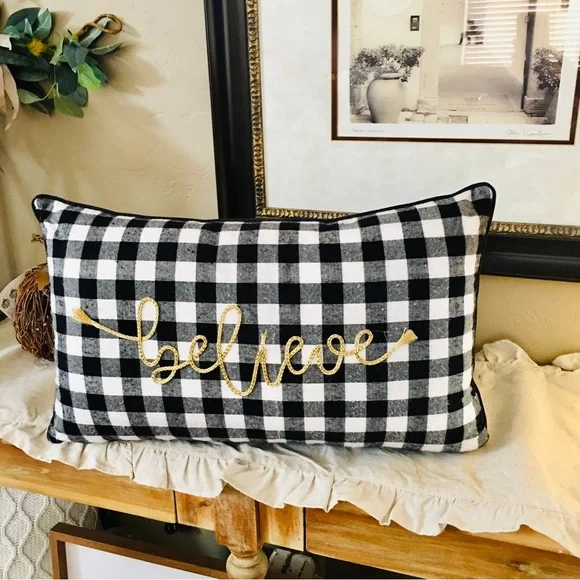 Buffalo plaid Christmas farmhouse pillow flannel home decor checkered co…
